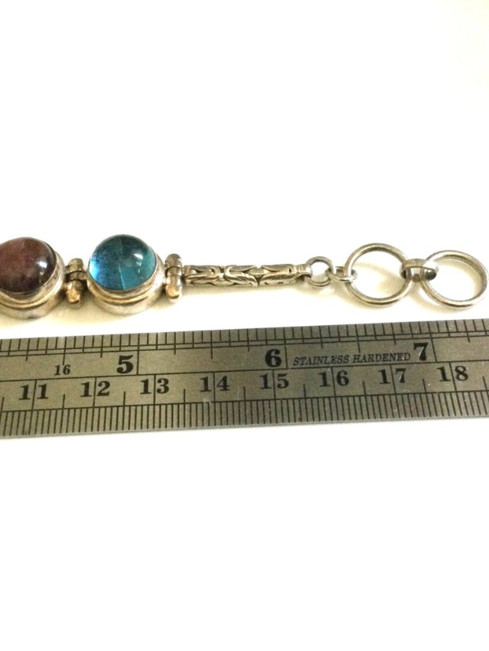 Sterling Silver Gemstone Link Bracelet Toggle Clasp - Picture 4 of 7